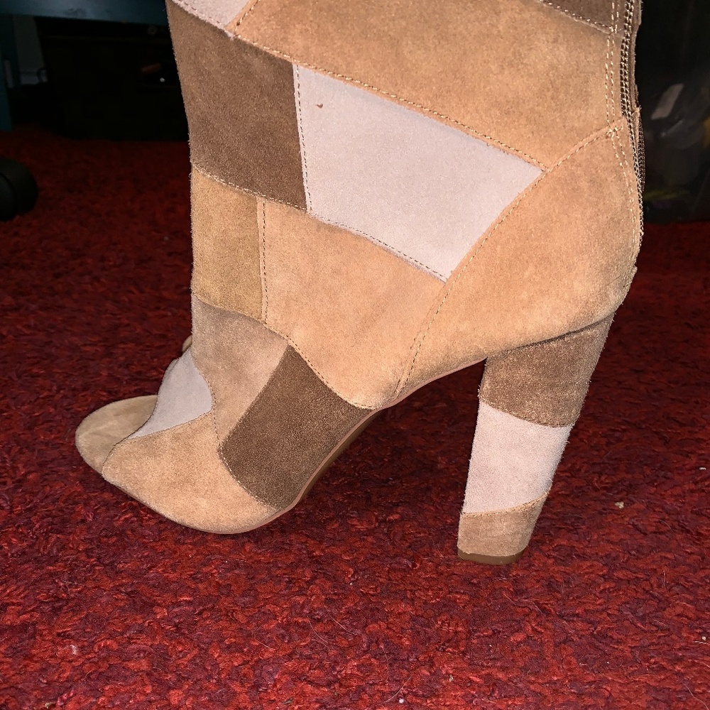 Torrid Nwot Open Toe Patchwork Suede Booties - image 2